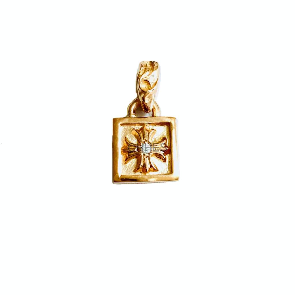 CHROME HEARTS Chrome hearts 克罗心22K黄金镶单钻方形十字花