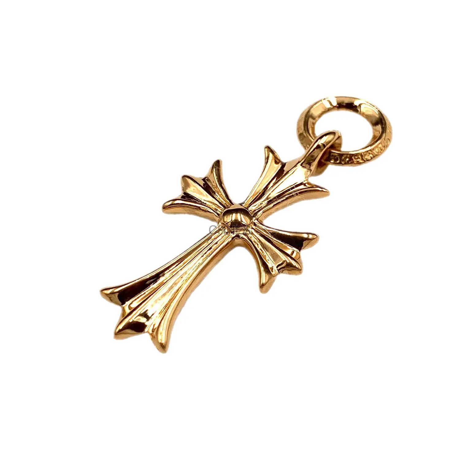 Chrome hearts 克罗心 22K黄金镶钻Tiny小号十字架单环吊坠