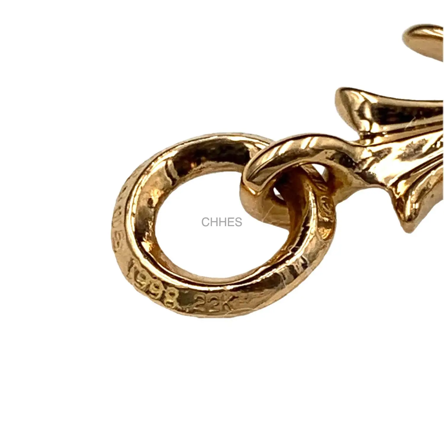 Chrome hearts 克罗心 22K黄金镶钻Tiny小号十字架单环吊坠