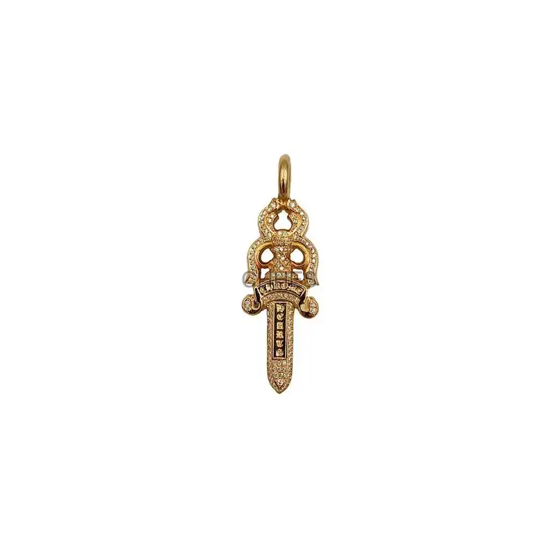 Chrome hearts 克罗心 22K黄金满钻中号宝剑/匕首吊坠