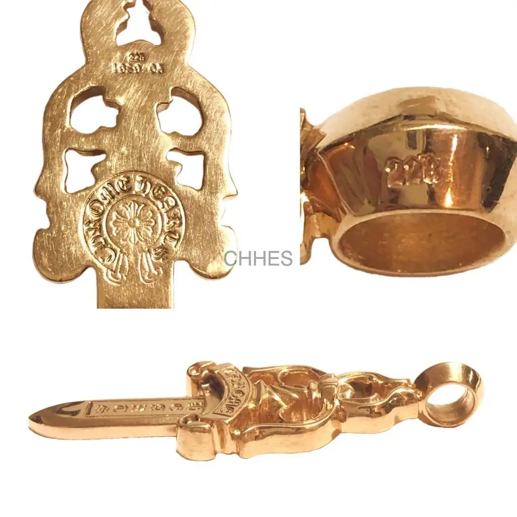 Chrome hearts 克罗心 22K黄金大号宝剑/匕首吊坠