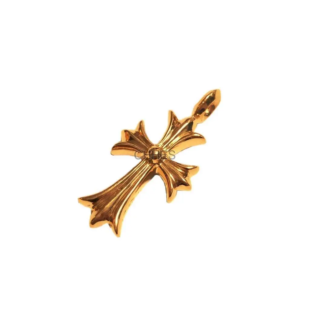 Chrome hearts 克罗心 22K黄金蓝宝石十字架吊坠