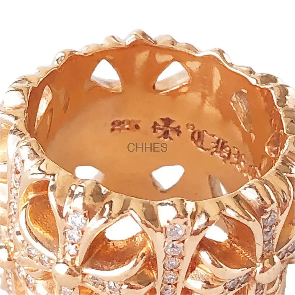 Chrome hearts 克罗心 22K黄金满钻坟墓/葬墓十字架戒指