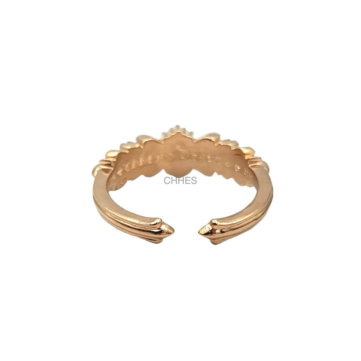 CHROMEHEARTS Chrome hearts 克罗心22K黄金窄版baby双十字花开口戒指