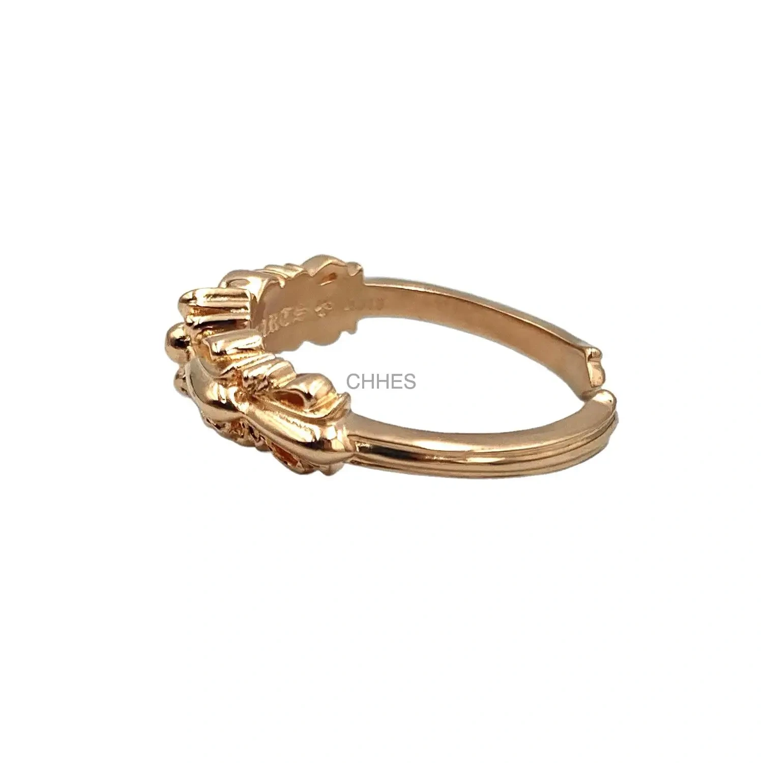 CHROMEHEARTS Chrome hearts 克罗心22K黄金窄版baby双十字花开口戒指