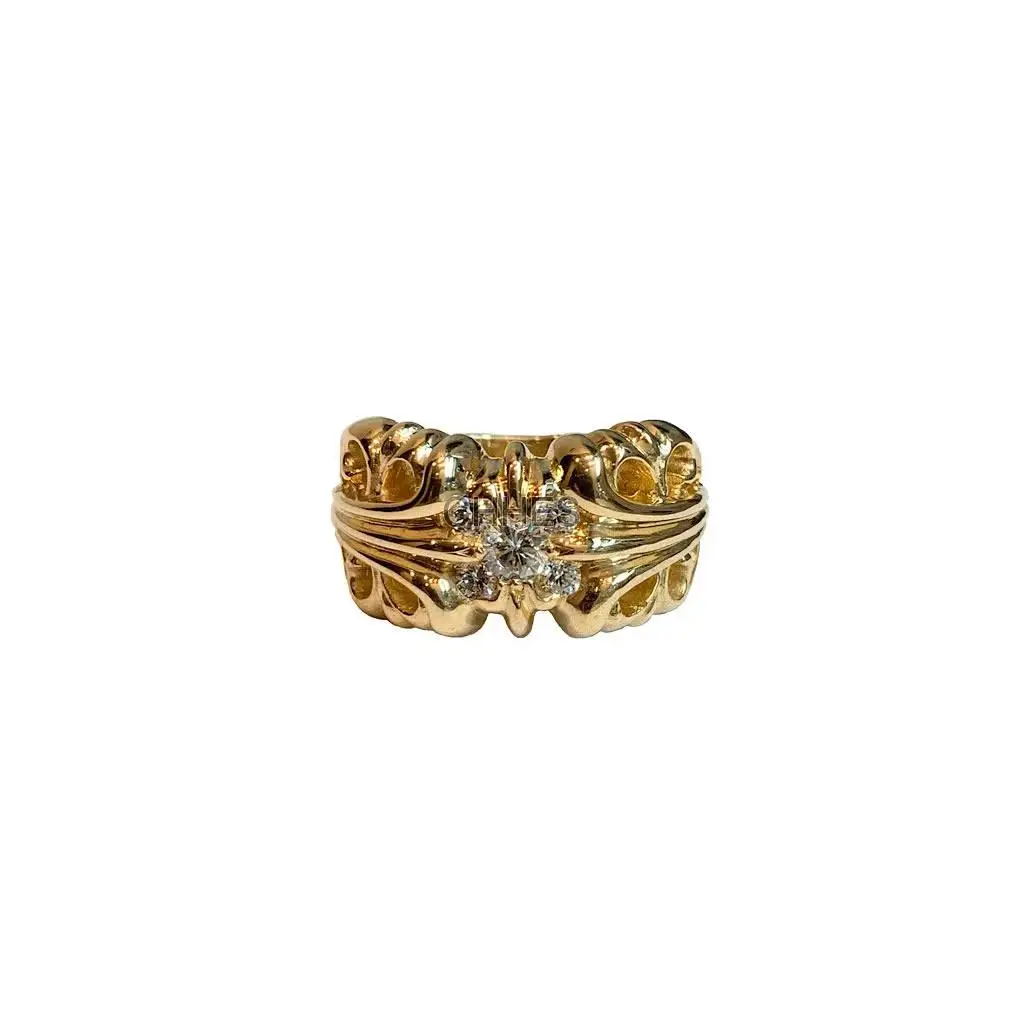 Chrome hearts 克罗心 22K黄金钻石Katie花型KT戒指/婚戒