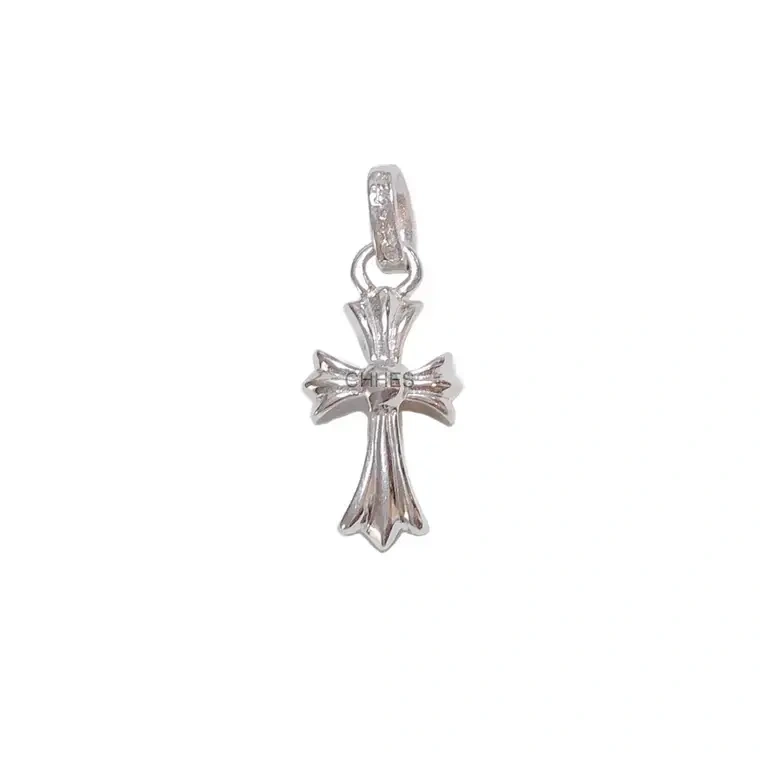Chrome hearts 克罗心 18K白金babyfat十字架吊坠