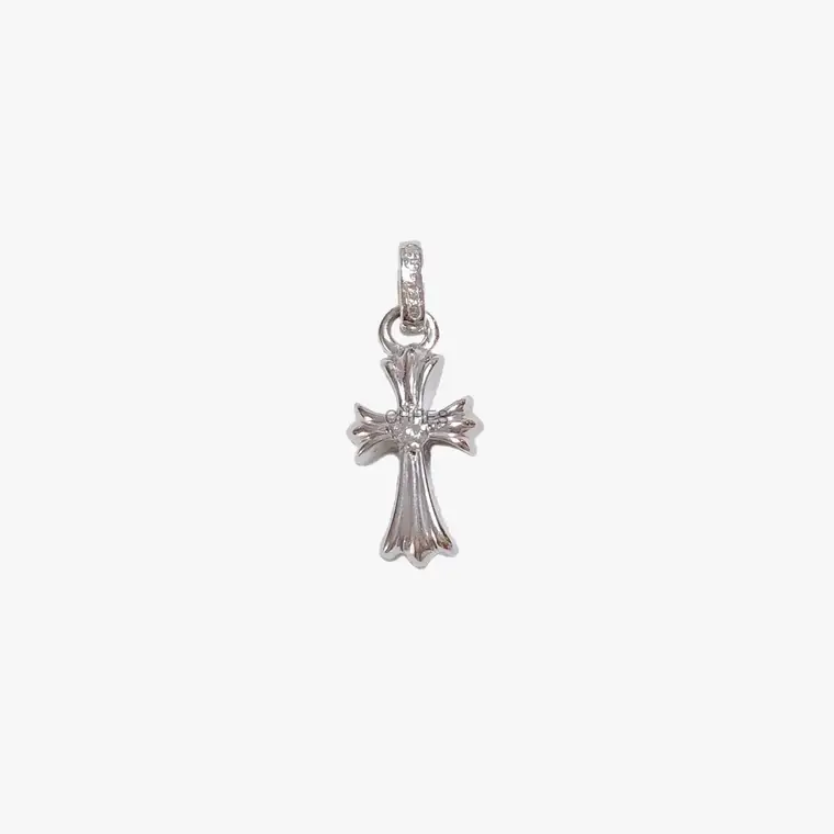 Chrome hearts 克罗心 18K白金镶钻babyfat十字架吊坠