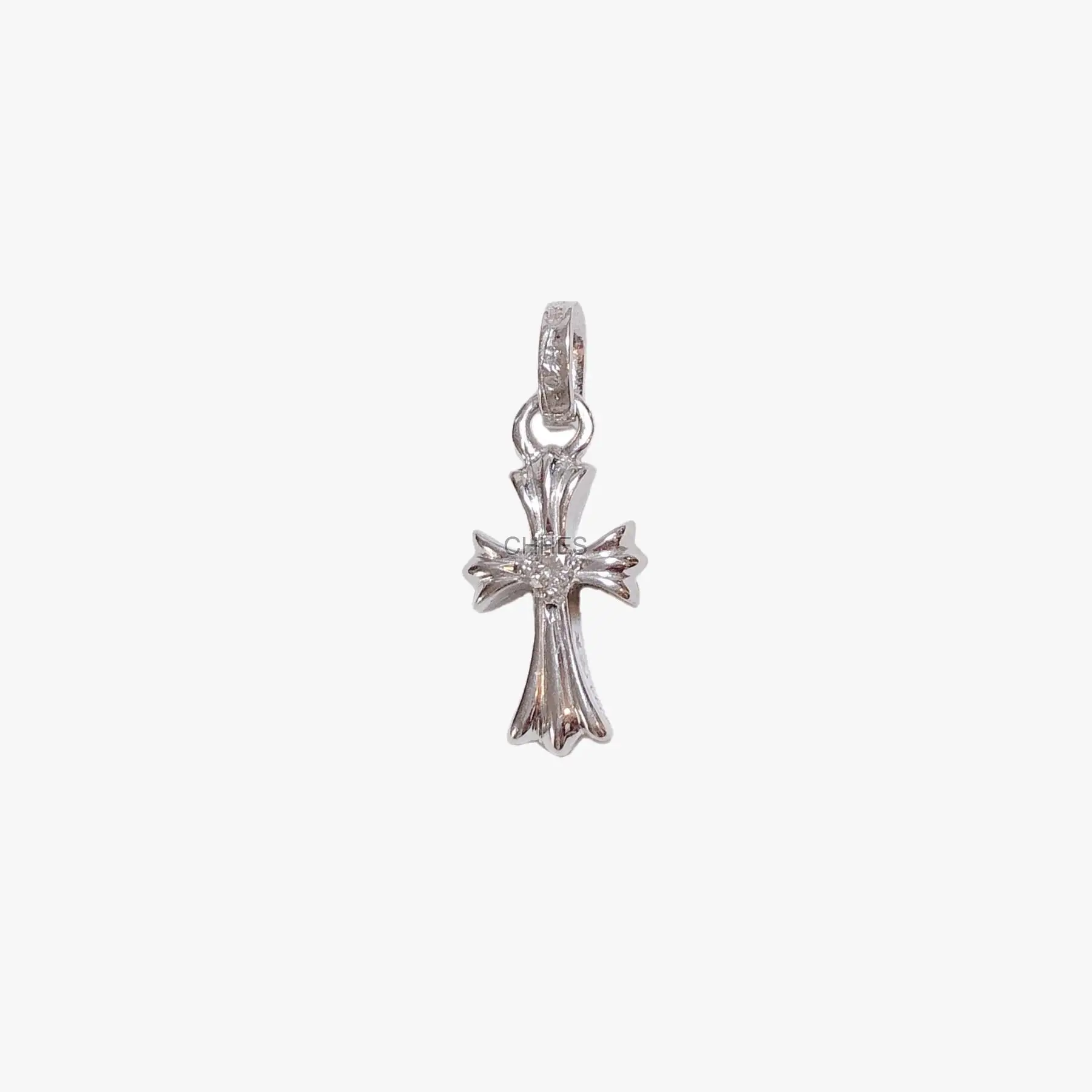 Chrome hearts 克罗心 18K白金镶钻babyfat十字架吊坠