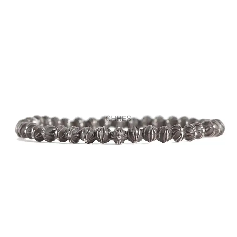 Chrome hearts 克罗心 6MM全银十字球手链