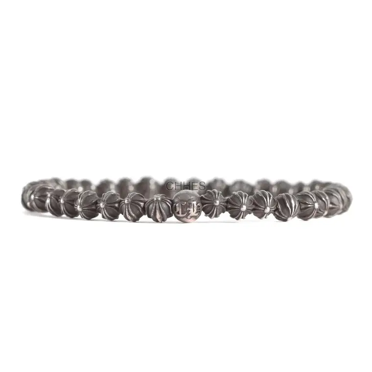 Chrome hearts 克罗心 6MM全银十字球手链
