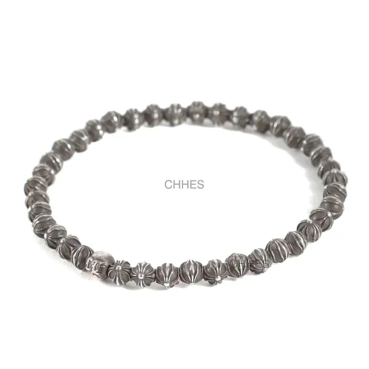 Chrome hearts 克罗心 6MM全银十字球手链