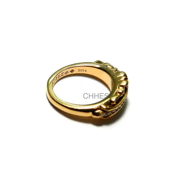 Chrome hearts 克罗心 22K金镶钻窄版baby长十字花戒指