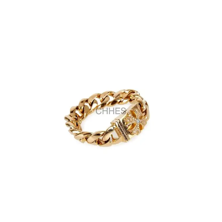 Chrome hearts 克罗心 22K金镶钻十字花粗手链