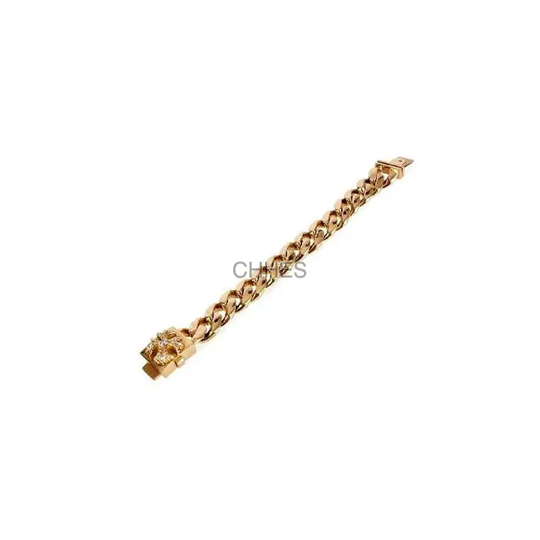 Chrome hearts 克罗心 22K金镶钻十字花粗手链