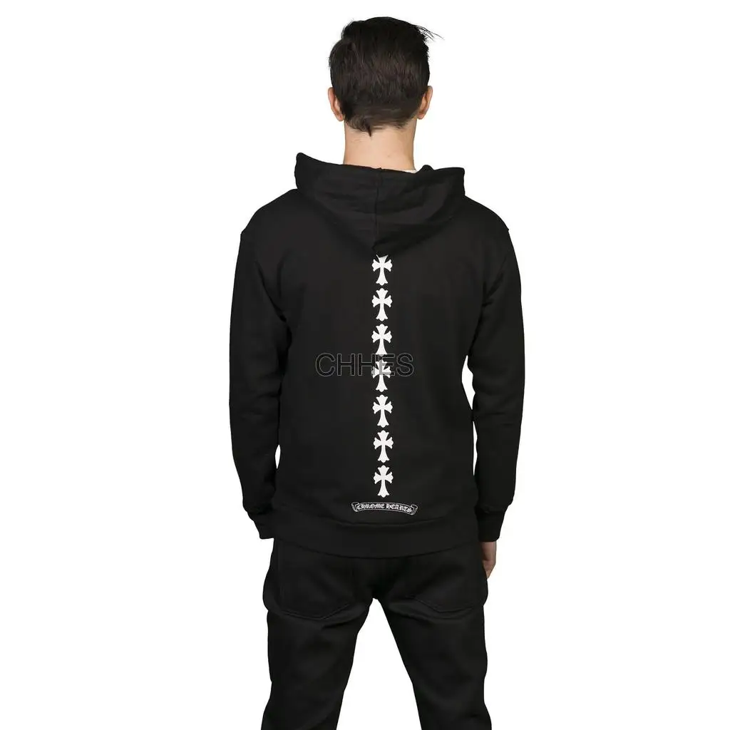 克罗心 CH垂直印花羊毛拉链连帽衫