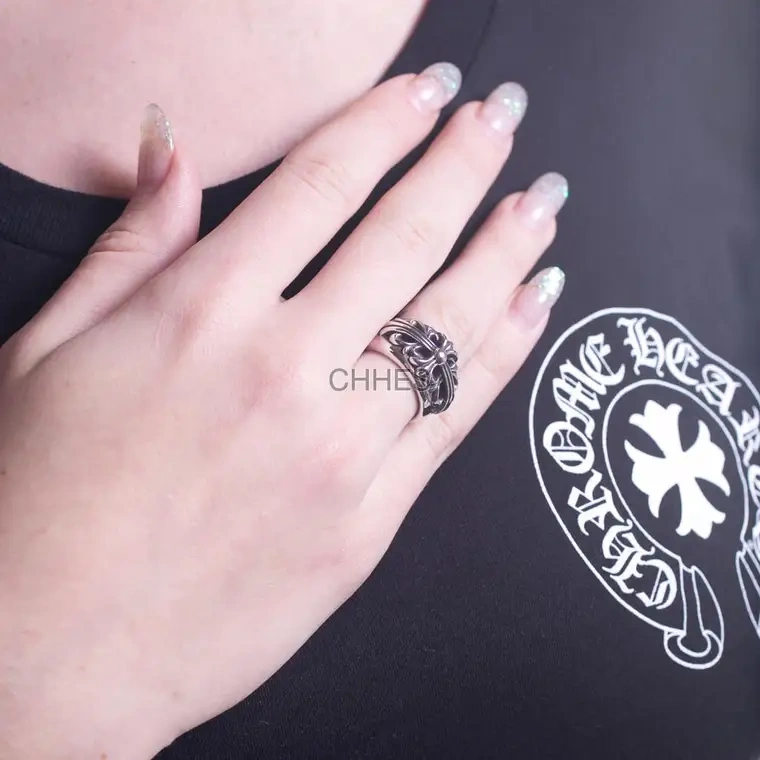Chromehearts 克罗心 窄版十字花守护者Floral戒指