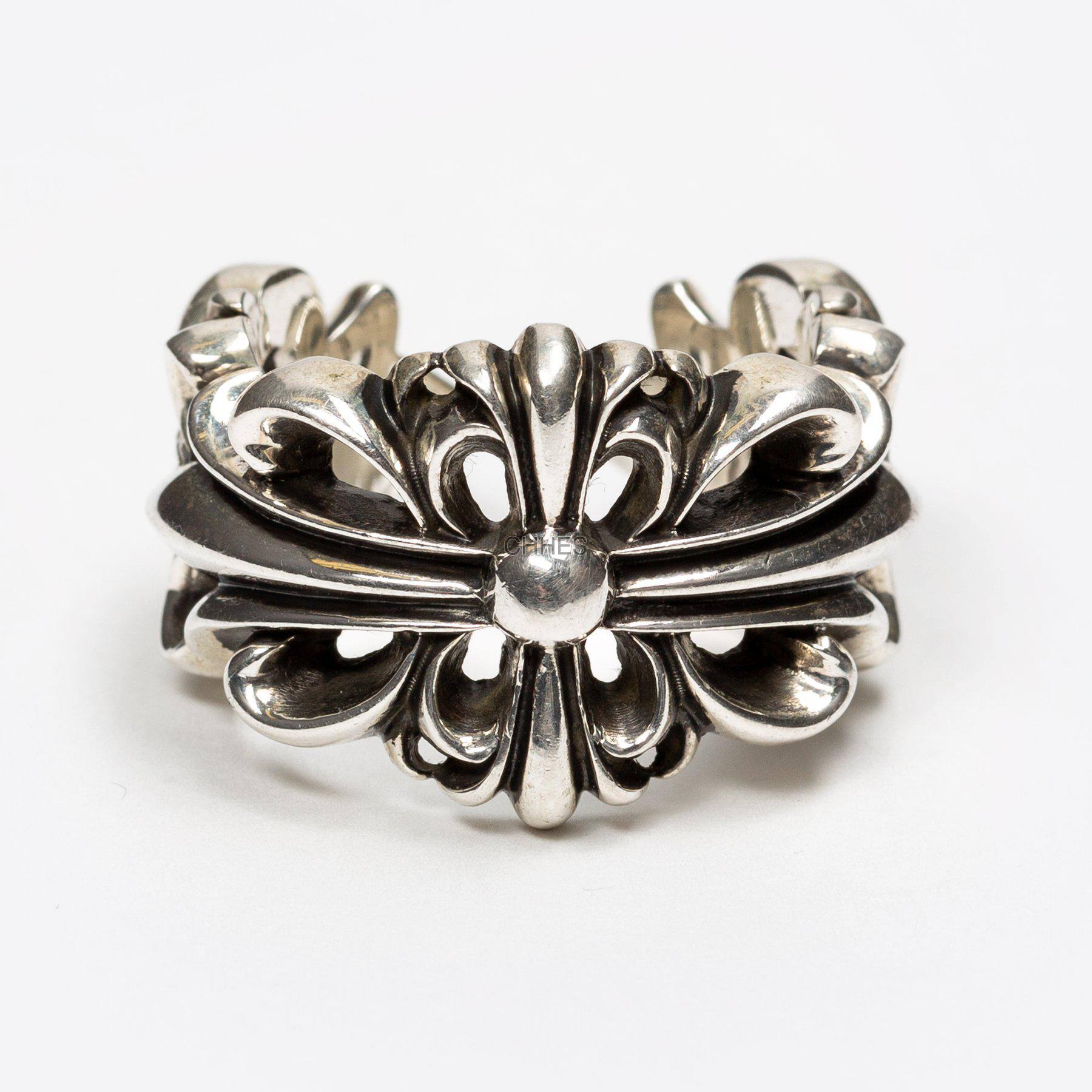 CHROMEHEARTS Chromehearts 克罗心双十字花Floral开口戒指【正品保障