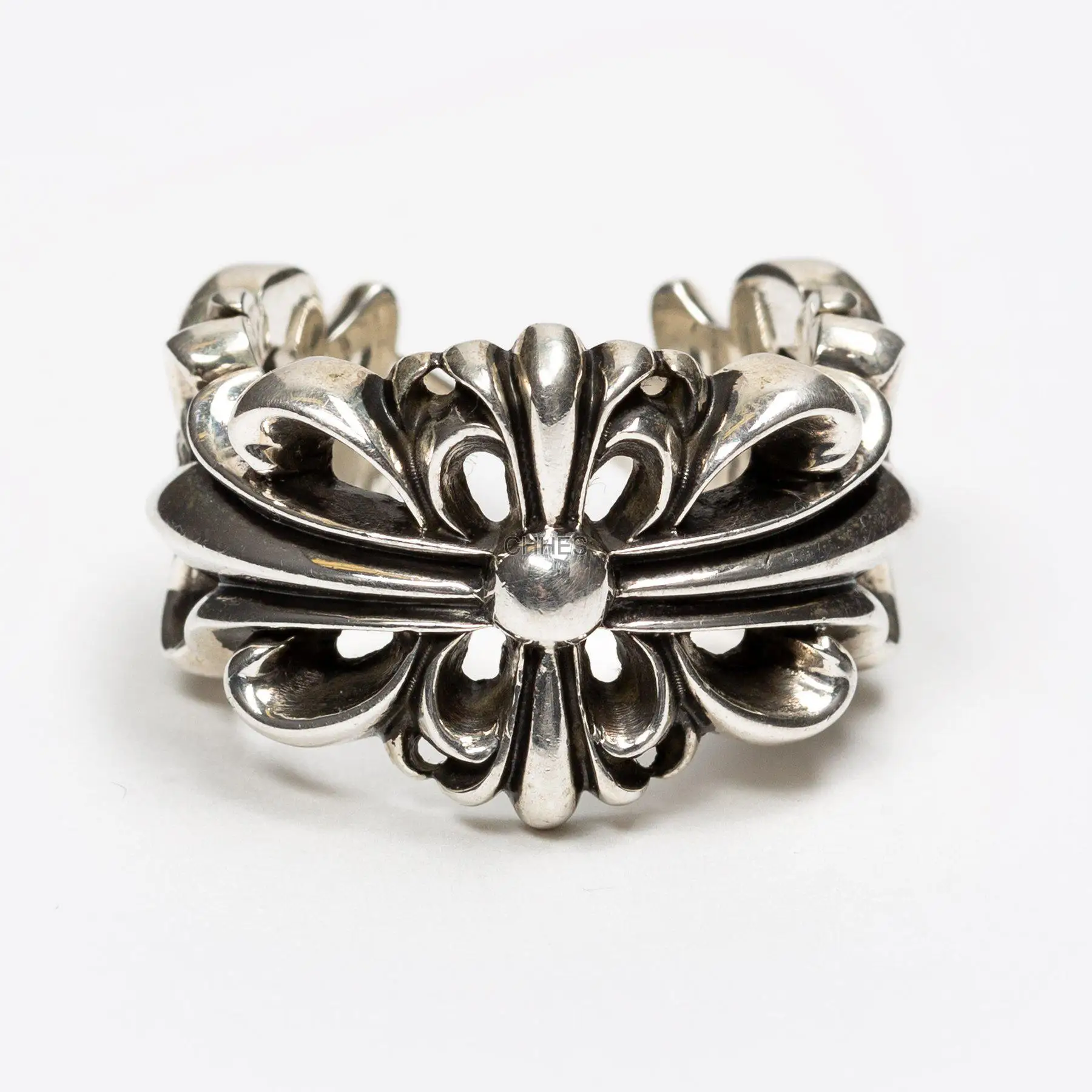 Chromehearts 克罗心 双十字花Floral开口戒指