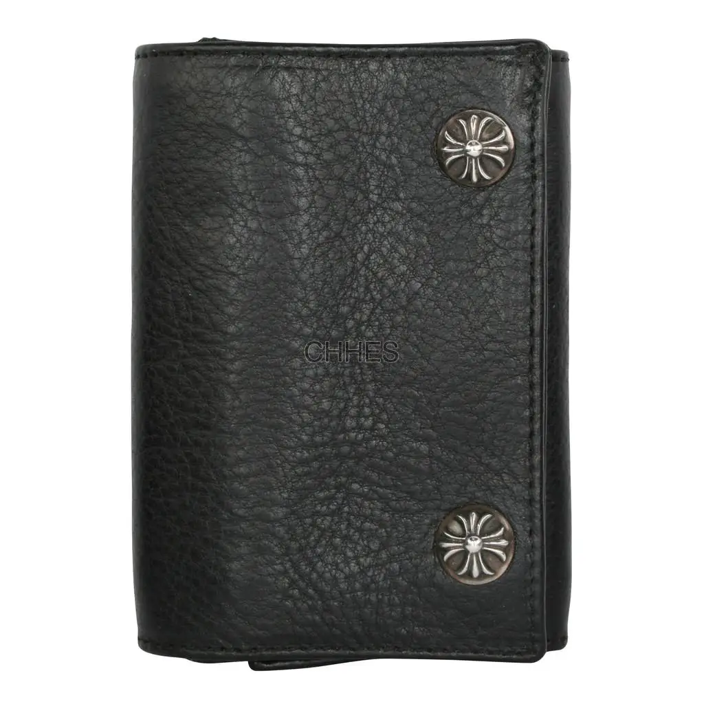 克罗心 黑色3折CH+饰扣钱包