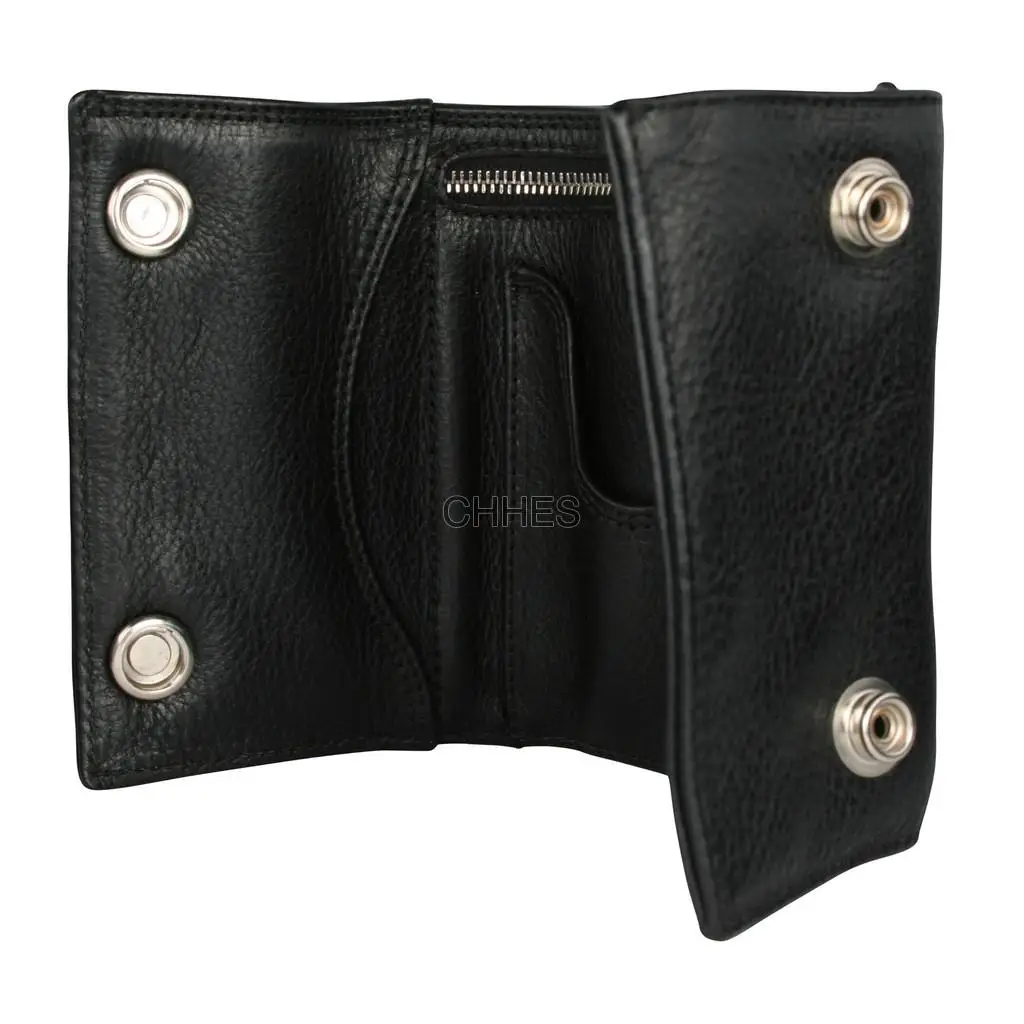 克罗心 黑色3折CH+饰扣钱包