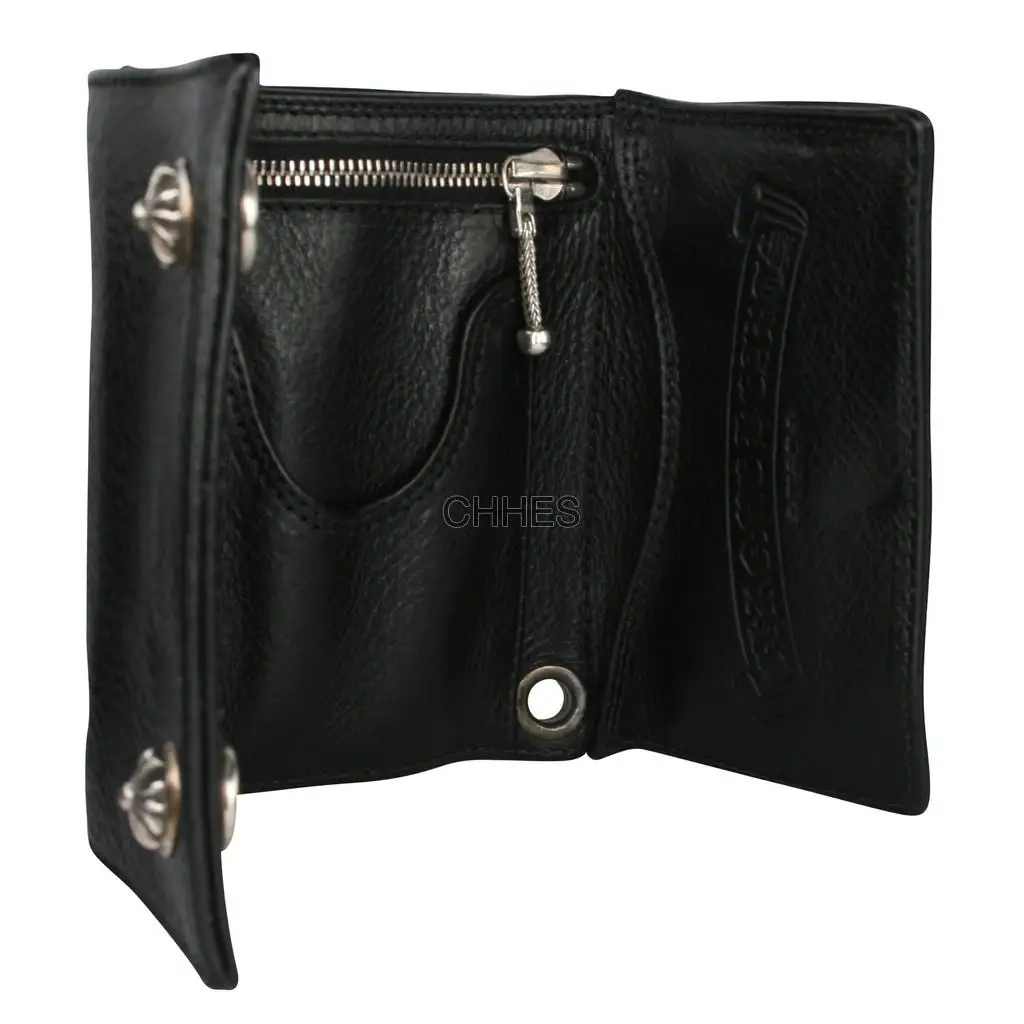 克罗心 黑色3折CH+饰扣钱包