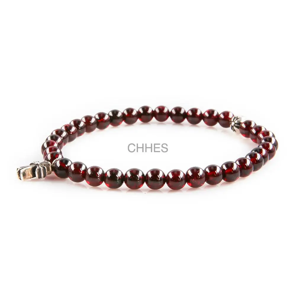 Chromehearts 克罗心 十字架石榴石单球6MM珠子手链
