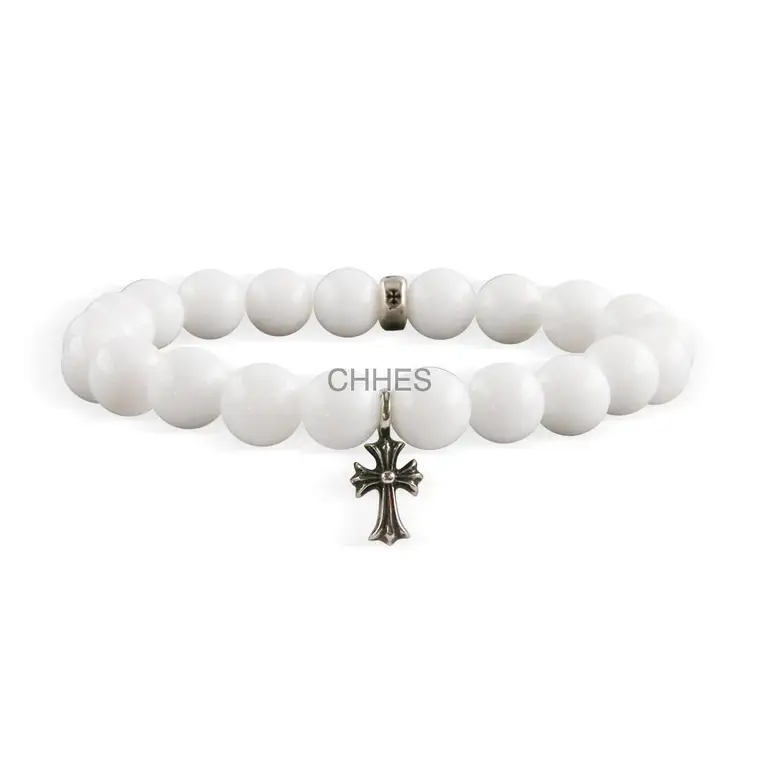 Chromehearts 克罗心 十字架白珠8MM珠手链