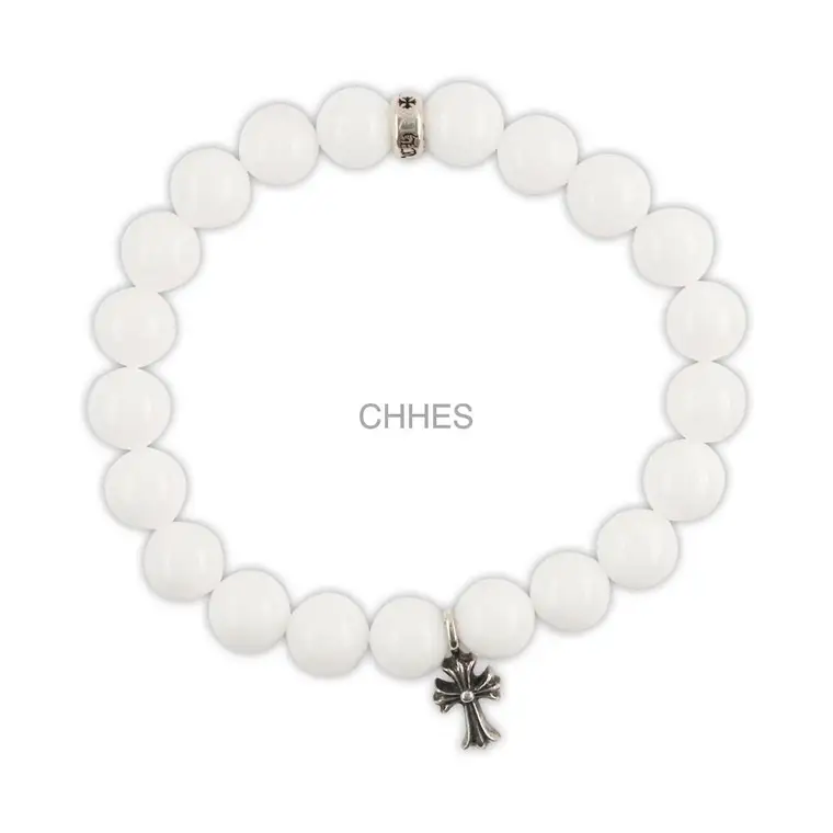 Chromehearts 克罗心 十字架白珠8MM珠手链