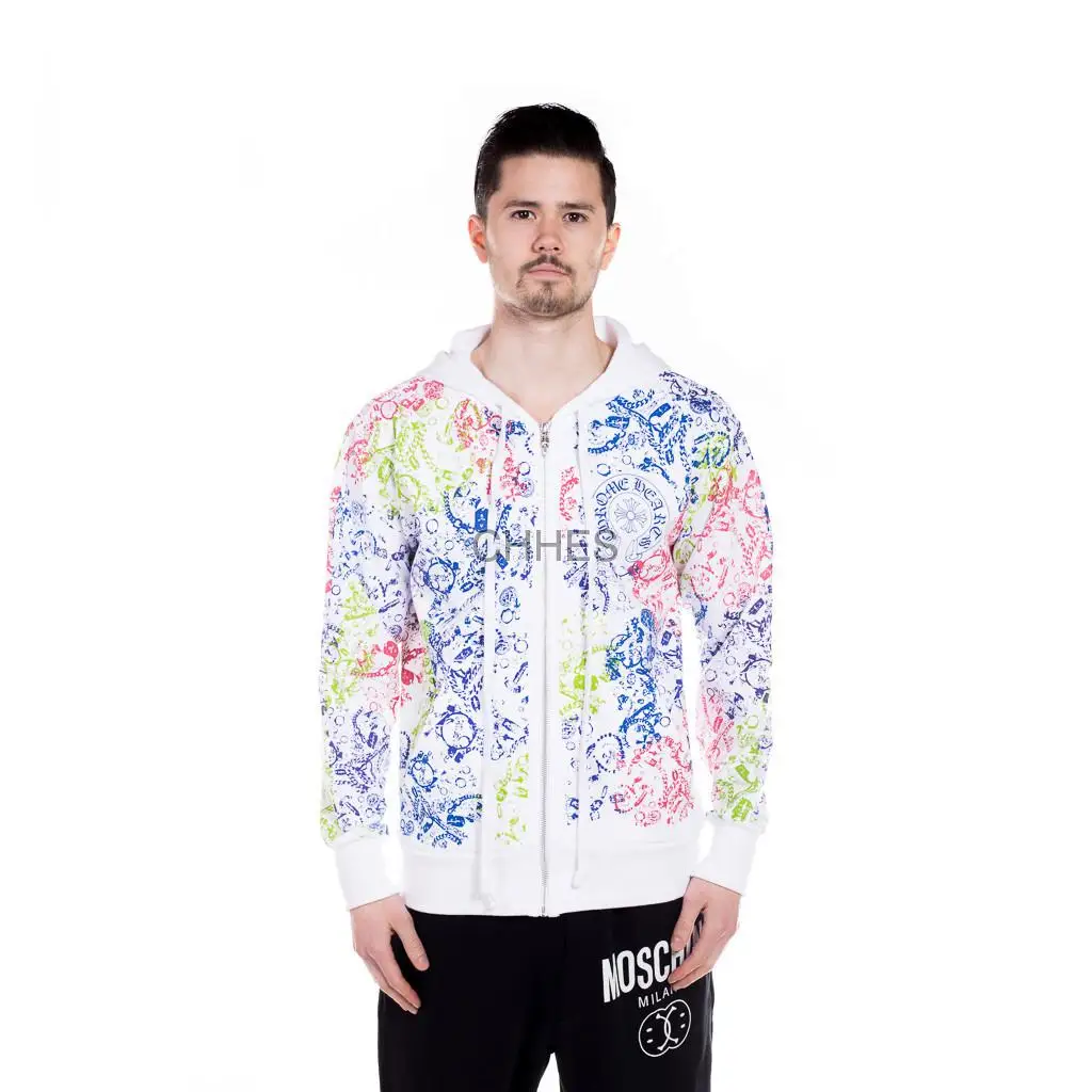 克罗心 多色抓绒拉链连帽衫