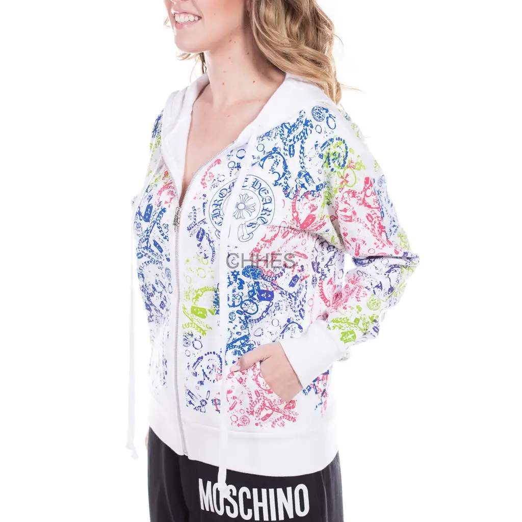 克罗心 多色抓绒拉链连帽衫