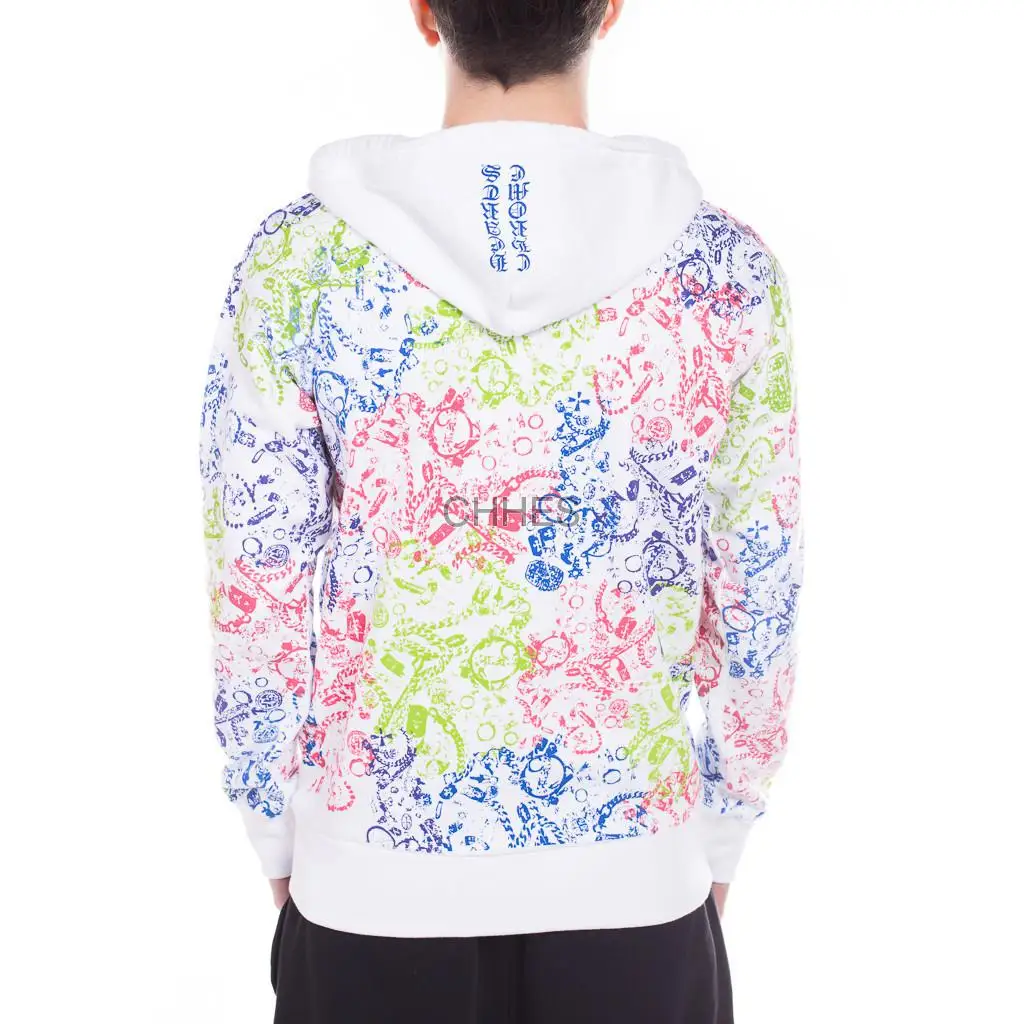 克罗心 多色抓绒拉链连帽衫