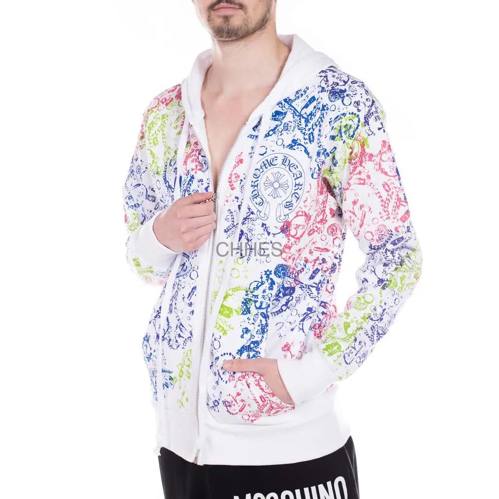 克罗心 多色抓绒拉链连帽衫