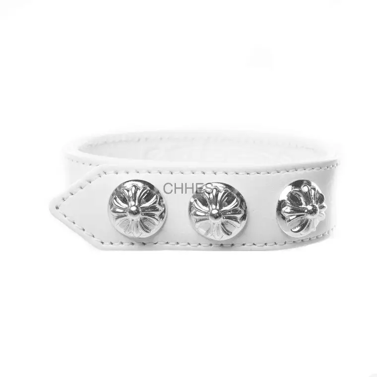 Chromehearts 克罗心 白色三十字花皮革手链