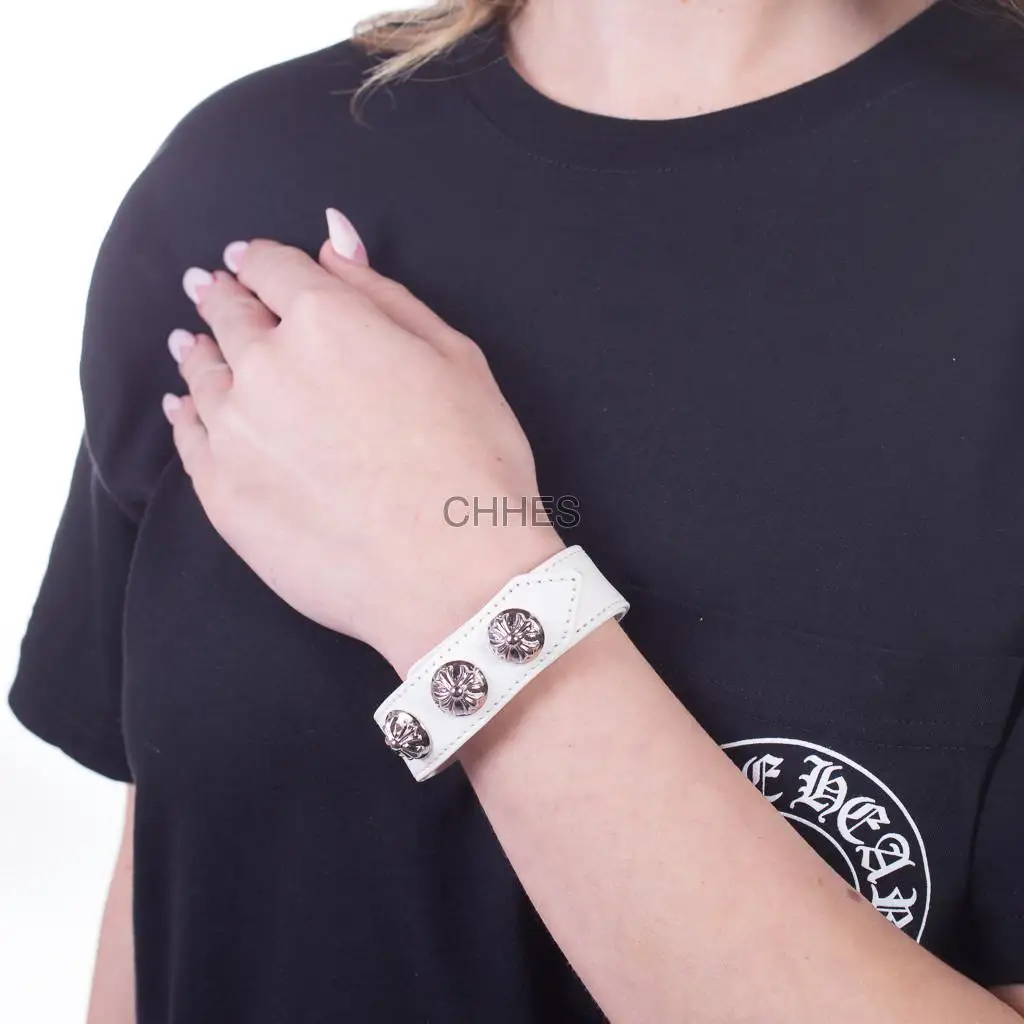 Chromehearts 克罗心 白色三十字花皮革手链
