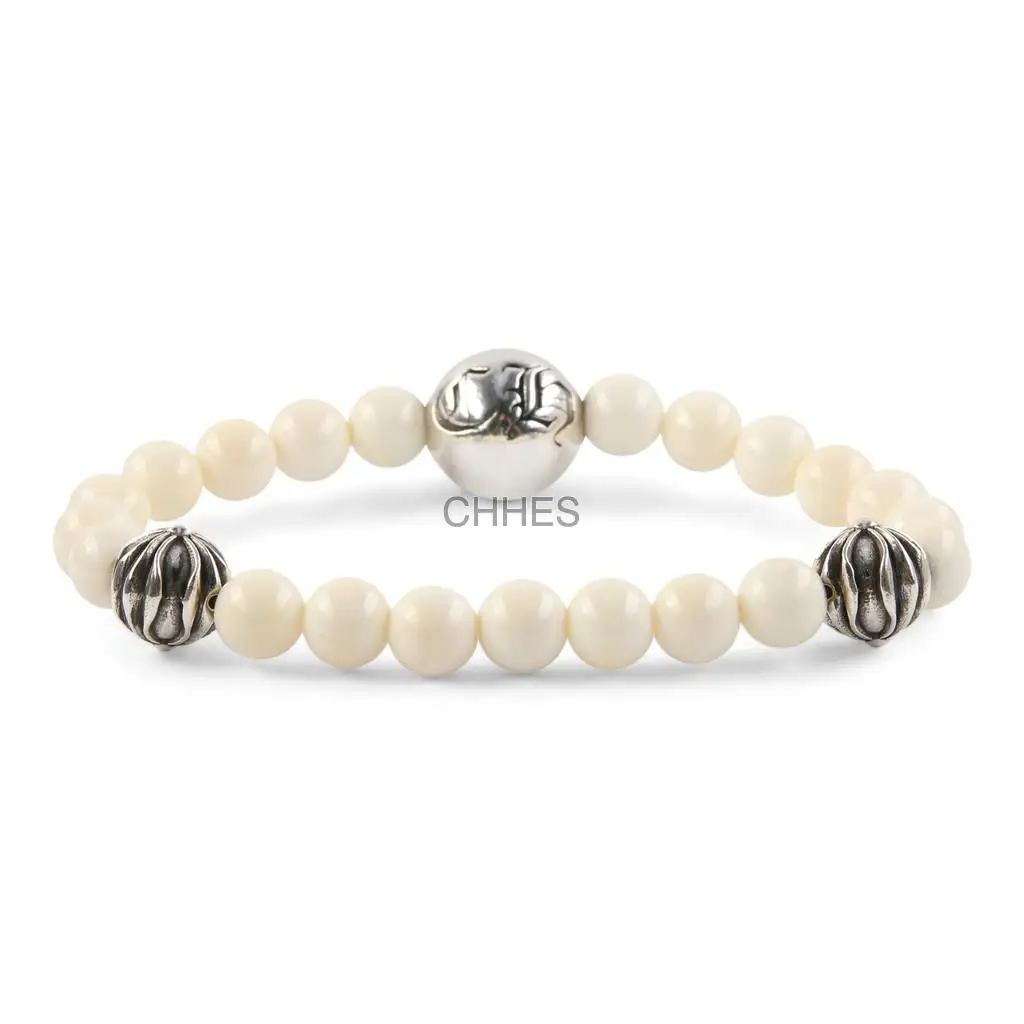 Chromehearts 克罗心 8MM白玛瑙3银珠手链