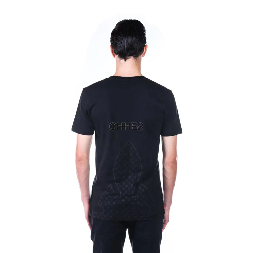 克罗心 黑色燕尾花V领Tee