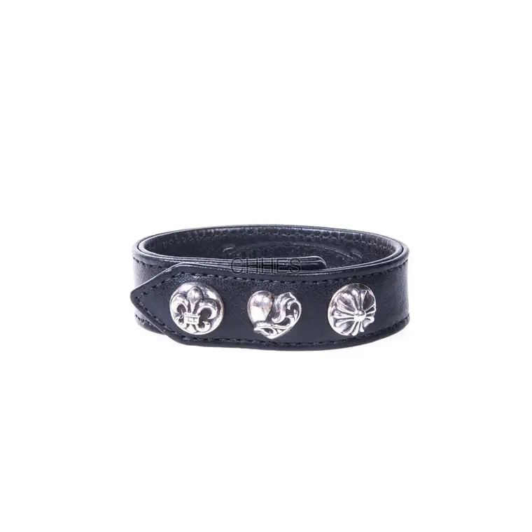 Chromehearts 克罗心 童军花桃心/爱心皮革手链