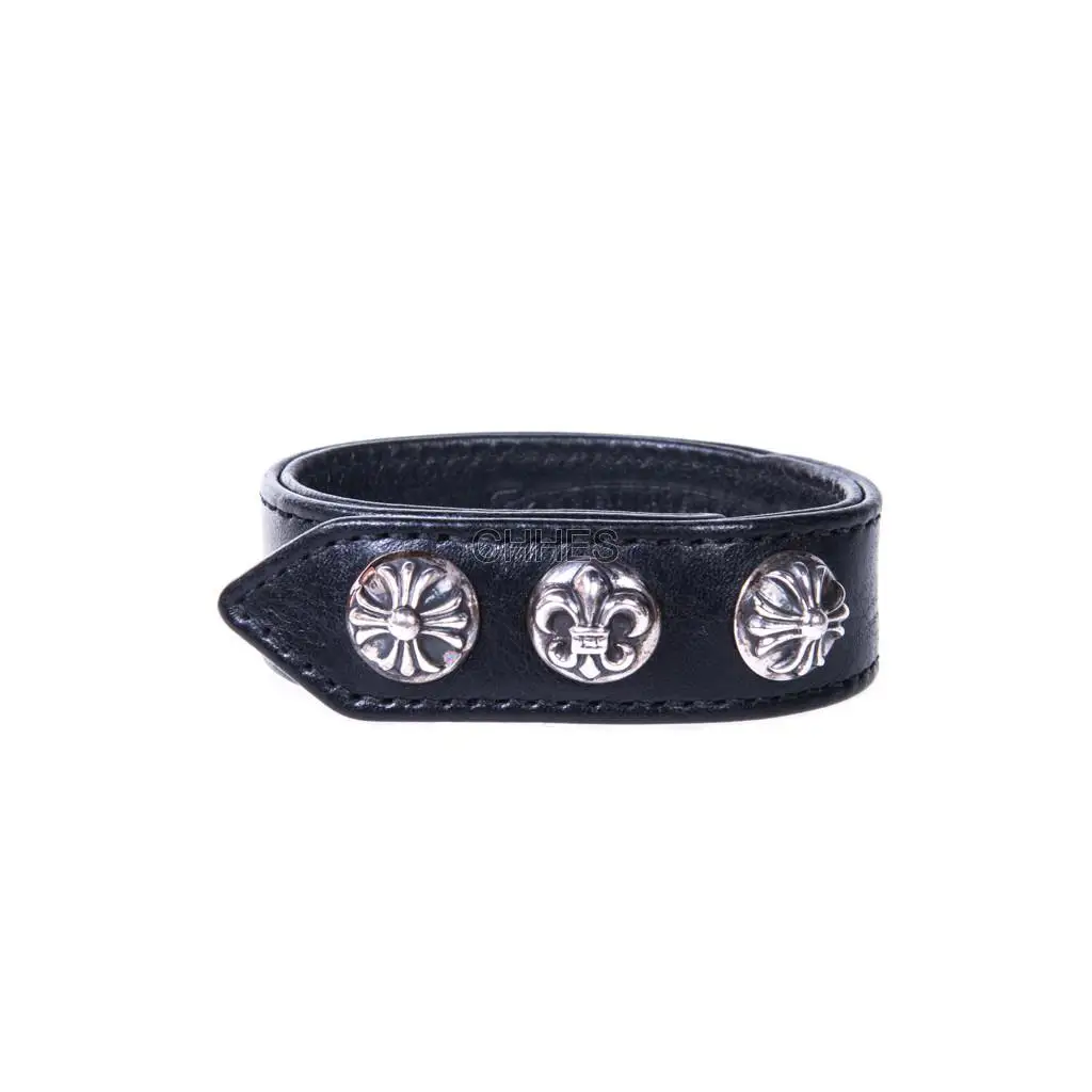 Chromehearts 克罗心 双十字花童军花皮革手链