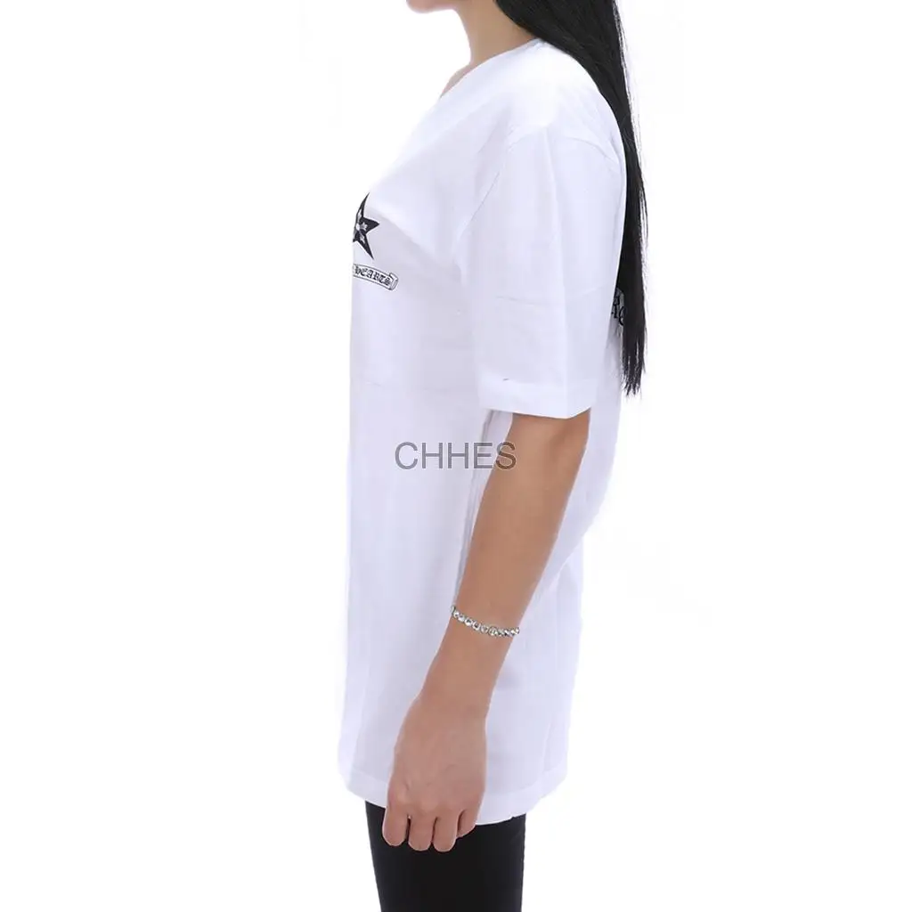 克罗心 五角星V领白 Tee