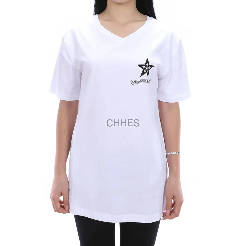 克罗心 五角星V领白 Tee