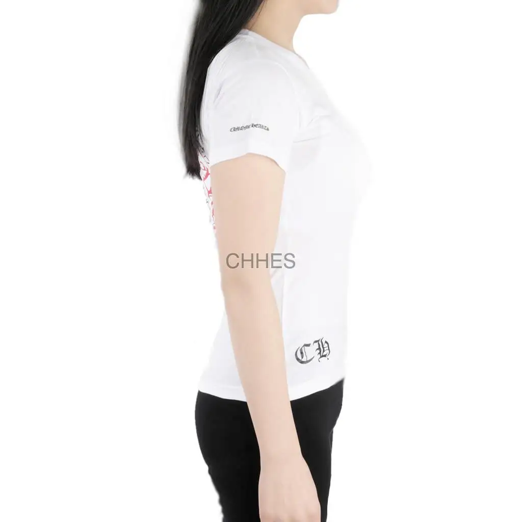 克罗心 红色马蹄十字架群女款修身短袖白TEE