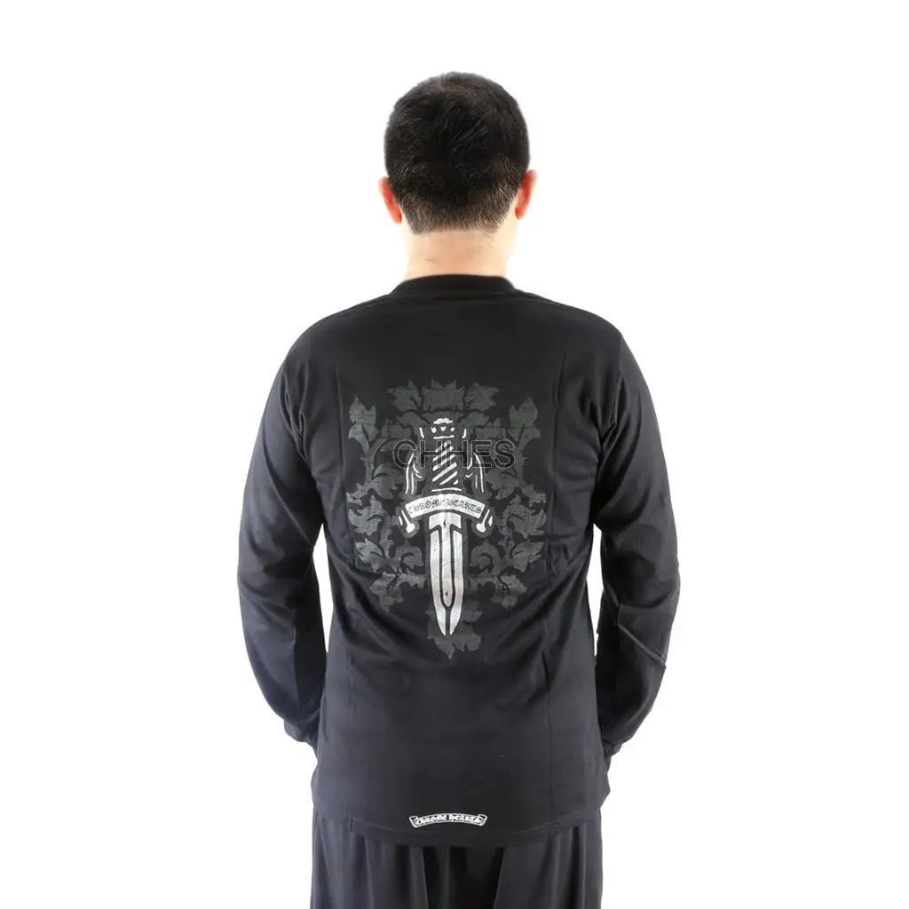 克罗心 银色宝剑/匕首长袖黑色TEE