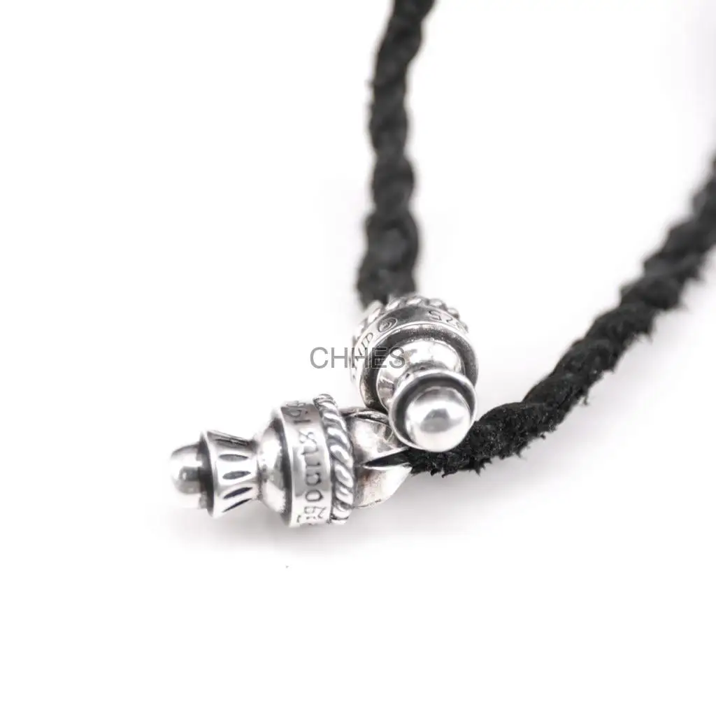 克罗心 圆头绒面皮革编织皮绳