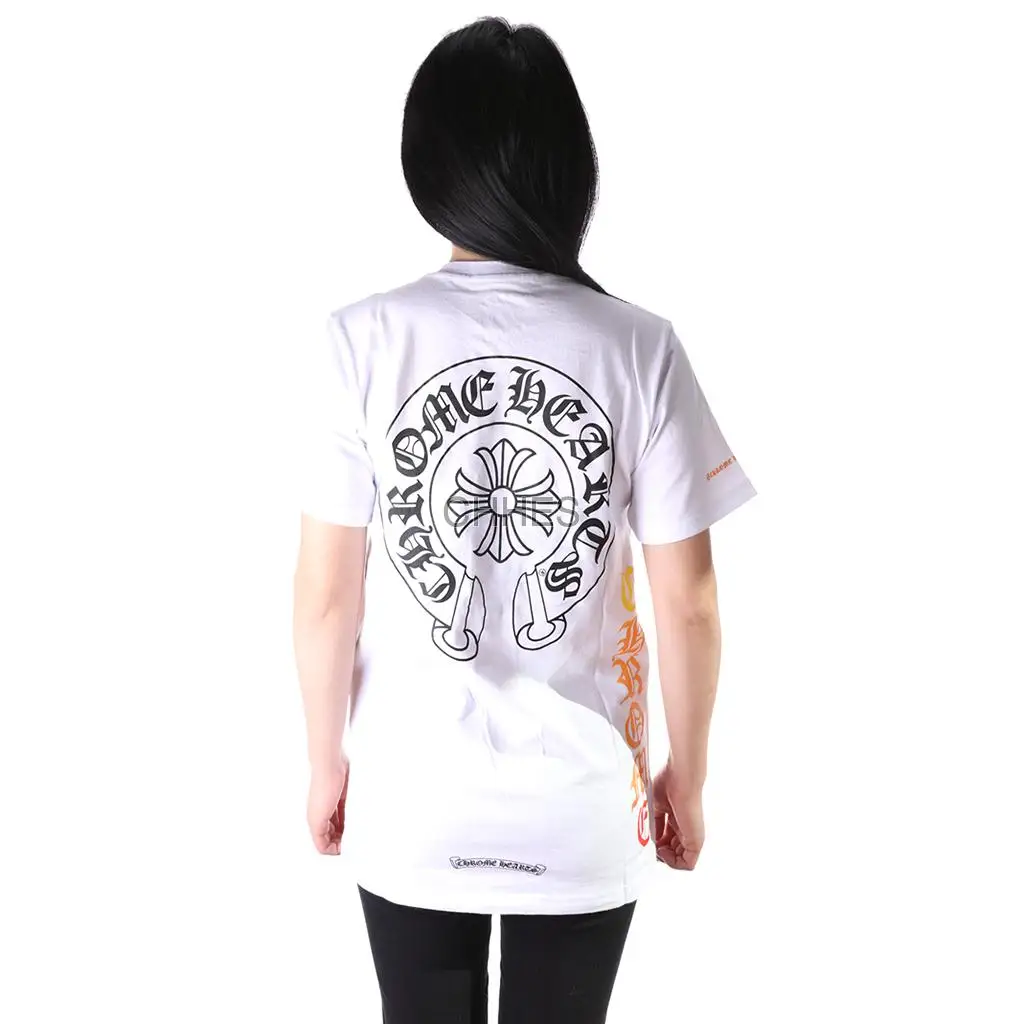 克罗心 侧面字母渐变白色短袖TEE