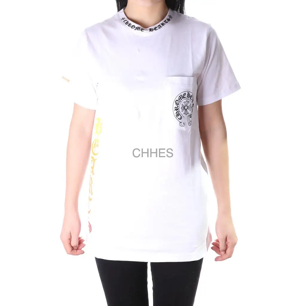 克罗心 侧面字母渐变白色短袖TEE