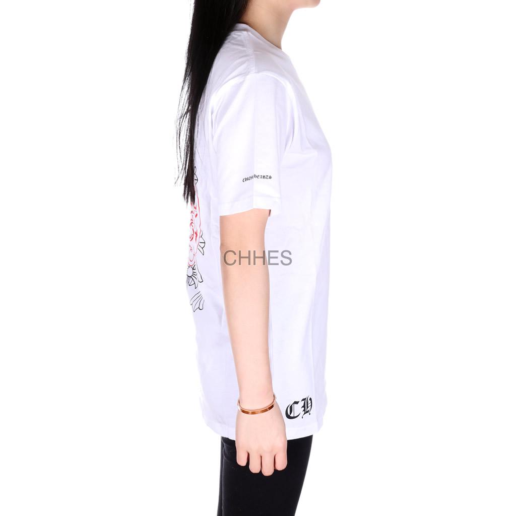 CHROME HEARTS 克罗心红色马蹄十字架群短袖白TEE - CHHES