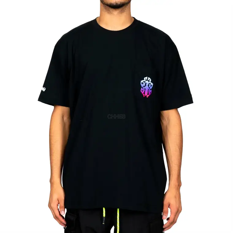 克罗心 炫彩渐变马蹄短袖黑色TEE