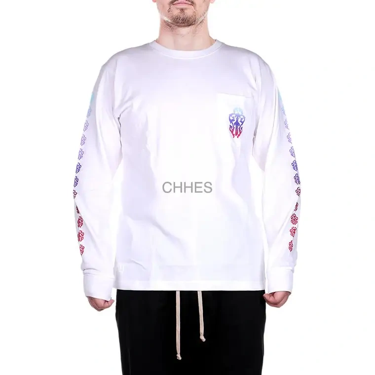 克罗心 炫彩渐变马蹄长袖白色TEE