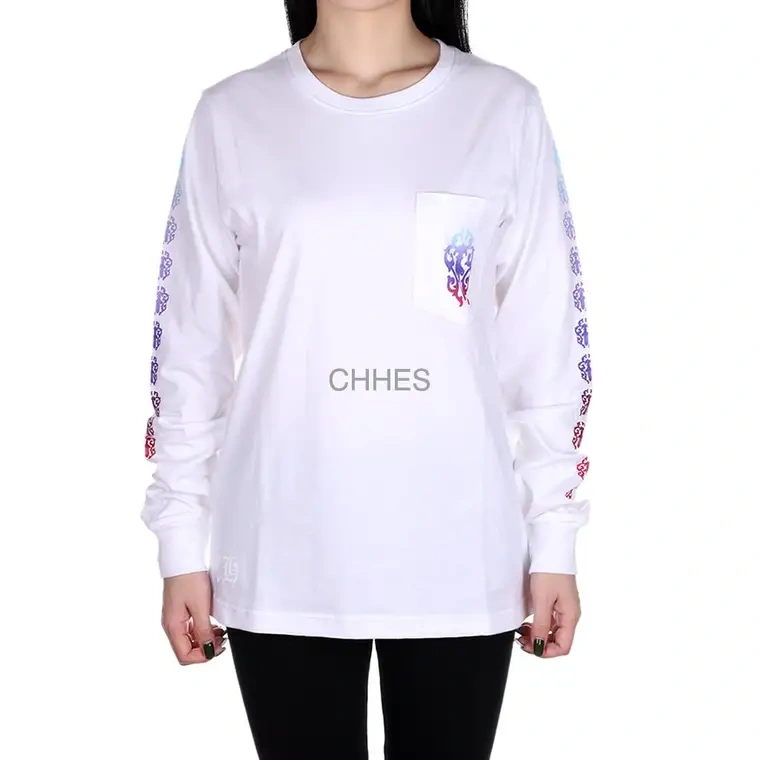 克罗心 炫彩渐变马蹄长袖白色TEE
